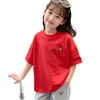 Camiseta de Manga Corta de Algodón Puro para Niñas, Nuevo Estilo Verano 2026, Top Versátil de Moda Estampado para Niños Pequeños y Mayores