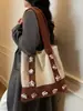 Bolsa de Punto Perezoso Estilo Coreano Transfronteriza, Bolsa Floral Estilo Mori, Bolsa Tejida Versátil Suave y Dulce, Bolsa de Gran Capacidad para Viajar