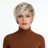 Perucas Europeias e Americanas de Produto Novo para Mulheres, Estilo Curto Gradiente Marrom, Peruca Sintética de Alta Temperatura Cacheada Curta Africana, em Estoque