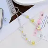 Cadena para Teléfono de Flor con Perlas y Pedrería Estilo Lujo Ligero, Correa para Teléfono de Diseño Único, Llavero de Perlas para Muñeca