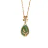 Yiluyin S925 Prata Esterlina Banhada a Ouro Jade Hetian Natural Pingente Pipa Colar Exquisito Corrente para Clavícula de Luxo Leve