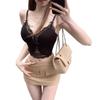 Camisola de Encaje Amarillo Dopamina para Mujer, Top Tubo de Belleza Picante Estilo Tailandés de Verano con Copas