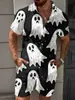 Novo Conjunto de Camisa de Manga Curta e Shorts Masculino com Estampa Engraçada de Halloween para o Verão - Venda Cruzada da Amazon