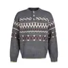Suéter retro de estilo japonés Rumeng con diseño Fair Isle geométrico y bloques de color, de moda para otoño, tejido de punto jacquard de manga larga para hombres y mujeres