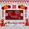 Atrezo para decoración de pared de fondo de TV de sala de estar de boda, juego de decoración de boda, pegatinas de pareja feliz y guirnaldas