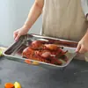 Bandeja quadrada de aço inoxidável, prato de servir, prato de jantar, prato de churrasco, prato de arroz, chapa de ferro, prato retangular de gelatina de pele de burro, bandeja de barraca comercial