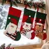 Novas Meias de Natal Vermelhas e Verdes Tricotadas Papai Noel Boneco de Neve Sacolas de Presente Sacolas de Doces para Crianças Enfeites de Lareira Árvore de Natal