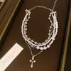 Collar de Perlas Doble Capa Estilo Gótico Accesorios para Mujer Gargantilla Diseño de Nicho Cadena para Clavícula de Gama Alta
