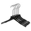 Cabides de Acrílico Preto Puro para Lojas de Roupas, Roupas Infantis, Roupas Masculinas e Femininas, Cabides Antiderrapantes, Prendedores de Calça, Logotipo Atacado
