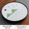 Bandeja de té pequeña estilo japonés con almacenamiento de agua, Bandeja de bambú resistente para uso doméstico, Juego de té redondo con drenaje de agua, Plataforma de secado para preparación de té