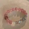 Nuevo Estilo Chino Rosa Lunar Cristal de Amatista Natural Piedra Lunar Cristal de Fresa Pulsera Suave Pulsera para Niña Versátil
