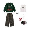 Roupas de Moda Infantil Hip-hop Conjunto de Moletom Largo para Meninos Fantasia de Dança Fantasia de Performance Hip Hop Infantil para Meninas