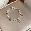 Pulsera de Perlas con Colgante de Corazón Estilo Coreano Nicho Moda de Alta Gama Exquisita Cadena de Mano Versátil Joyería de Mano para el Viaje Diario para Mujeres