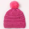 Chapéu de tricô com gola alta estilo ins europeu e americano para bebê, chapéu quente de inverno e outono com pompom, chapéu de lã para bebê