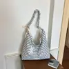 2026 Nova Bolsa de Lona Listrada Casual Simples Estilo Coreano Nicho Estrela Grande Capacidade Moda Ombro Transversal