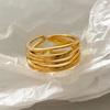Anillo de línea geométrica multicapa explosivo para mujer, moda simple, plata S925, múltiples líneas entrelazadas, anillo de dedo abierto, joyería para mano