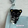 Novo Pingente de Pelúcia Gato Preto de Olhos Grandes, Cachecol Sonolento Divertido e Criativo, Chaveiro de Mochila Escolar Casal de Gatos Presente