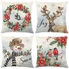 Funda de almohada navideña más vendida transfronteriza con estampado festivo de Papá Noel, funda de almohada para decoración del hogar, venta al por mayor directa del fabricante