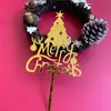 Decoração de bolo para assar no Natal série Vermelho Dourado Platina cartão de bolo acrílico feliz natal