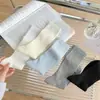 Calcetín Delgado de Algodón Estilo Miu Color Sólido Raya Vertical Apilado Apilado Calceta Estilo Jk Calceta Apilada Versátil para Mujer