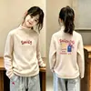 Nueva Camiseta de Manga Larga para Niñas Otoño e Invierno, Capa Base Térmica de Felpa Cálida, Cuello Medio Alto, para Niños Medianos y Mayores, Versátil Top Interior Cepillado