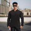 Top Térmico Casual Deportivo de Manga Larga con Cuello Abierto, Peso Pesado, Corte Holgado, Capa Base para Fitness Muscular, Otoño/Invierno 2026