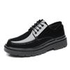 Zapatos de Piel Brillantes para Hombre, Zapatos Casuales para Hombre, Zapatos de Moda Estilo Hong Kong para Hombres Jóvenes con Puntera Redonda y Aumento de Altura