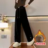 Calças de Lã para Meninas Outono e Inverno 2023 Novas Calças Largas Espessas Estilo Western para Crianças Calças Retas de Lã Maciça para Crianças