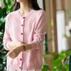 Cardigã de malha 100% cashmere puro feminino, moderno e jovial, casaco suéter de gola redonda, novo estilo outono e inverno com fecho de botão em formato de coração