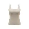 Popular Chaleco de Tirante con Perlas para Mujer con Doble Tirante, Copas Fijas, Corte Ajustado, Ropa Interior Básica Sin Costuras de Seda Helada para Espalda de Mujer