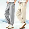 Calça Casual Masculina de Seda Gelada Elástica Ultra-Fina Verão Solta Tamanho Grande Calça Esportiva Masculina Versátil Secagem Rápida Tendência Calça Longa