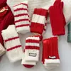Calcetines del Año del Zodiaco Rojo de Otoño e Invierno Calcetines de Dormir de Terciopelo Australiano Calcetines Gruesos con Forro de Felpa Calientes para el Hogar para Mujer