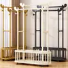 Cabide de chão, cabide de quarto, cabide de armazenamento de roupas móvel, estilo luxo leve, para uso doméstico, varal interno com cesto de armazenamento