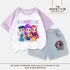 Cazadoras Kpop para Niñas de Manga Corta, Shorts, Traje Casual Estilo Verano, Tallas Mediana y Grande, Estilo Infantil, Pantalones de Mezclilla