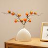 Simulación de rama de fruta de caqui, adornos de ruyi de caqui, nuevo jarrón, decoración simple y moderna para el hogar, flor falsa de la suerte.