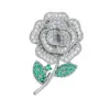 Broche para Mulheres, Broche Pequeno de Flor Rosa com Zircônia Completa, Broche de Cristal Estéreo de Zircônia Azul, Broche Elegante de Cristal