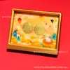 Decoraciones chinas de Festival de Medio Otoño en oro puro con flores y luna llena, adornos para marco de pastel doble, decoraciones de ambiente para el Festival de Medio Otoño, venta al por mayor personalizada