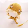 Gorro de Punto con Volantes de Flores Pequeñas para Bebé Otoño/Invierno Unisex para Niños Gorro de Lana para Bebé Primavera/Otoño Gorro de Princesa de Punto