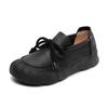 Zapatos Casuales Hechos a Mano de Cuero Genuino Estilo Vintage Otoño 2025 para Mujer, Suela Suave, Pala Suave, Punta Redonda Plana, Con Cordones, Zapatos de Vestir Individuales Estilo Mori