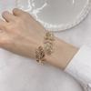 Pulsera de Hoja para Mujer Venta al por Mayor Moda Personalidad Aleación de Zinc Apertura Dorada Joyería Exagerada Europea y Americana Joyería Coreana de Venta Caliente
