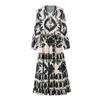 2023 primavera comércio exterior atacado roupas femininas europeias e americanas com cinto de manga comprida vestido estampado 6557