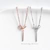 Collar de Plata Esterlina S925 Collar de Lazo Estilo Minuto Chic Estilo Coreano Elegante para Mujer Borla Clavícula Cadena de Plata Joyería