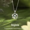 Colar de prata esterlina com flor de begônia s925 feminino leve luxo nicho design sentido clavícula corrente pingente pedra da lua fábrica cabelo
