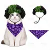 Conjunto de Roupa de Cowboy Ocidental para Gato de Estimação Peruca Chapéu Bandana Combinação Engraçada Fantasia de Festa Em Estoque