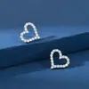 Pendientes de Corazón Calados de Moda, Dulces y Elegantes, Sencillos y Versátiles con Diamantes de Plata de Ley S925, Pendientes de Corazón para Mujer