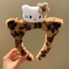 Linda Diadema de Gato Kt con Estampado de Leopardo para Mujer 2025 Nuevo Estilo de Moda Diadema Sexy para Lavado Facial Otoño e Invierno Diadema de Felpa