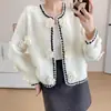 Suéter Grueso de Punto con Flores Tridimensionales Estilo Francés de Visón Transfronterizo, Abrigo de Mujer, Nuevo Modelo Primavera y Otoño, Cárdigan de Punto Suave y Elegante Estilo Coreano