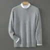 Suéter de Lana para Hombre con Cuello Semi Alto, Jersey Grueso de Negocios, Camisa Base de Punto Holgada de Color Sólido, Venta al por Mayor Transfronteriza para Hombres