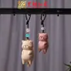 Ciprés Rojo Madera de Haya Tallado Gatito Juguetón Llavero Pareja Mochila Manualidades Colgante Decorativo