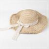 Chapéu de Palha Lafite de Verão Chapéu de Praia de Férias Fita de Laço de Renda de Aba Grande Chapéu de Guarda-sol à beira-mar
